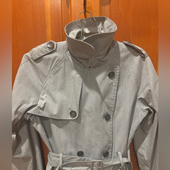 Calvin Klein Double Breasted Cotton Buckle Waist Trench Coat - Picture 8 of 17